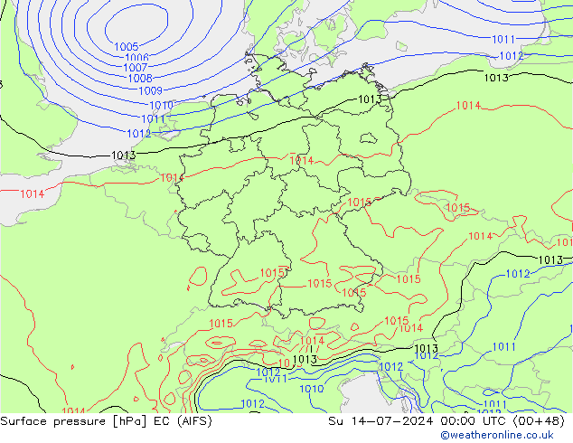 Luchtdruk (Grond) EC (AIFS) zo 14.07.2024 00 UTC