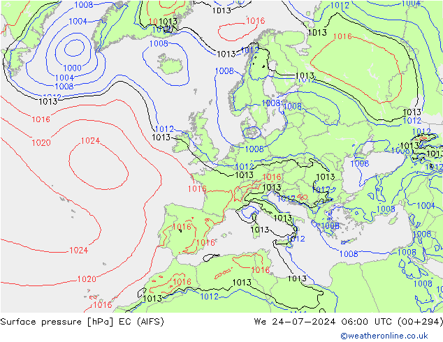 地面气压 EC (AIFS) 星期三 24.07.2024 06 UTC