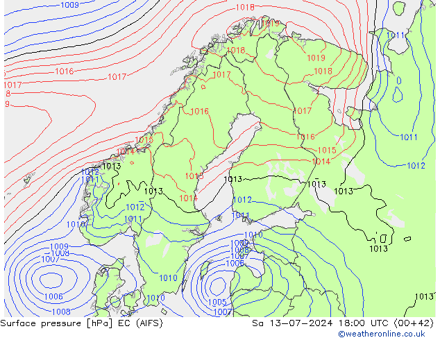 Luchtdruk (Grond) EC (AIFS) za 13.07.2024 18 UTC
