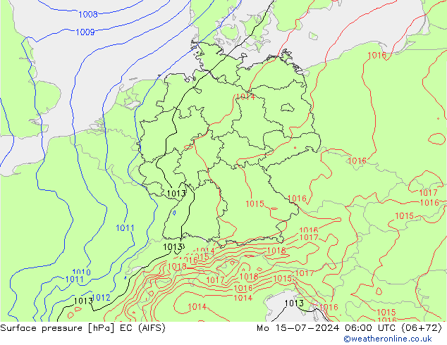地面气压 EC (AIFS) 星期一 15.07.2024 06 UTC