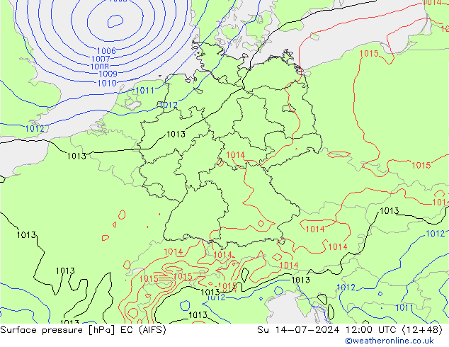 地面气压 EC (AIFS) 星期日 14.07.2024 12 UTC