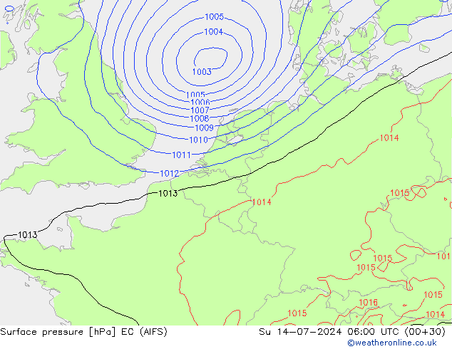 Luchtdruk (Grond) EC (AIFS) zo 14.07.2024 06 UTC