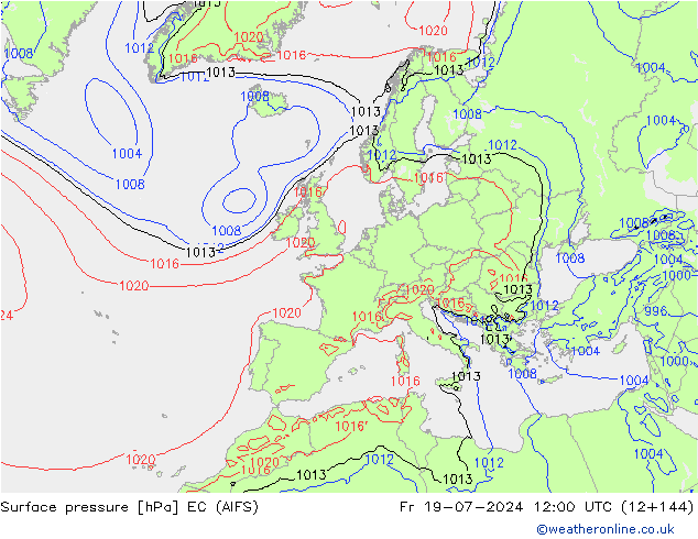 Luchtdruk (Grond) EC (AIFS) vr 19.07.2024 12 UTC