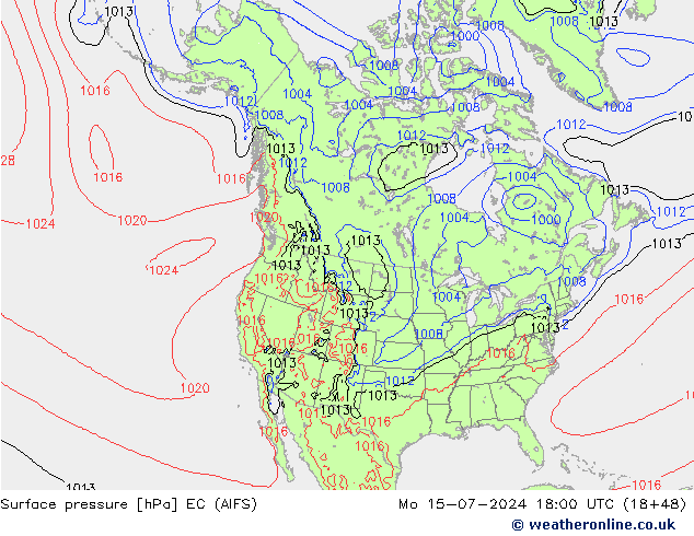 地面气压 EC (AIFS) 星期一 15.07.2024 18 UTC