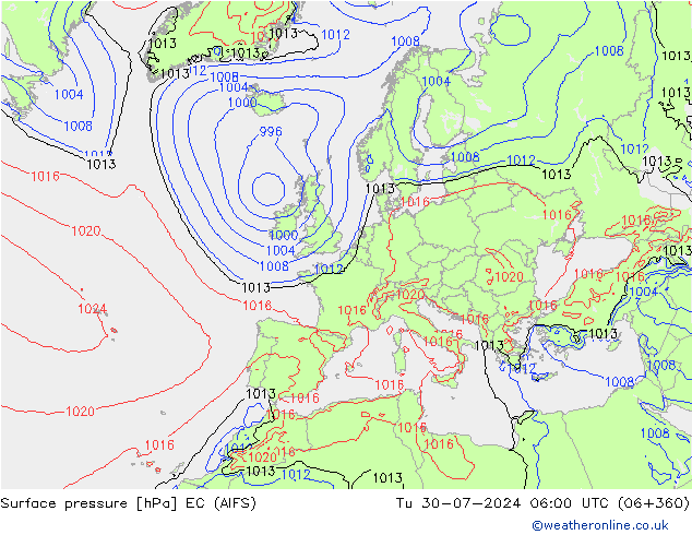 Luchtdruk (Grond) EC (AIFS) di 30.07.2024 06 UTC