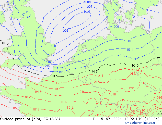 地面气压 EC (AIFS) 星期二 16.07.2024 12 UTC