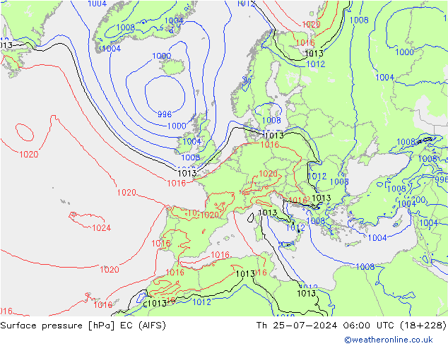 Luchtdruk (Grond) EC (AIFS) do 25.07.2024 06 UTC