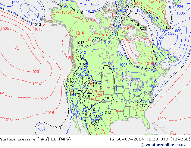 地面气压 EC (AIFS) 星期二 30.07.2024 18 UTC