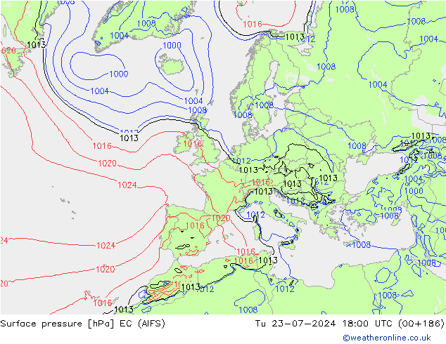 Luchtdruk (Grond) EC (AIFS) di 23.07.2024 18 UTC