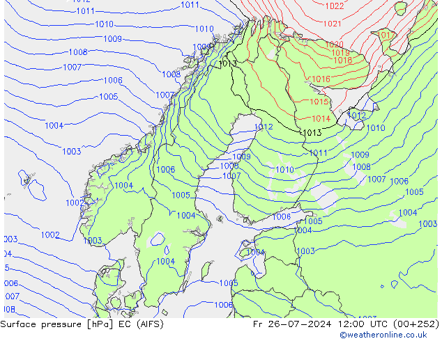 地面气压 EC (AIFS) 星期五 26.07.2024 12 UTC
