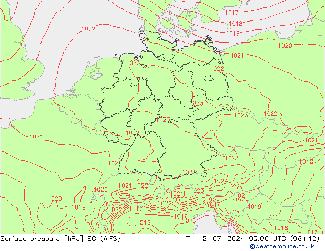 地面气压 EC (AIFS) 星期四 18.07.2024 00 UTC