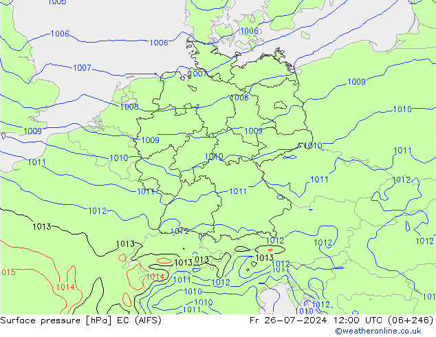 地面气压 EC (AIFS) 星期五 26.07.2024 12 UTC