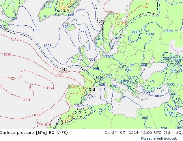 地面气压 EC (AIFS) 星期日 21.07.2024 12 UTC