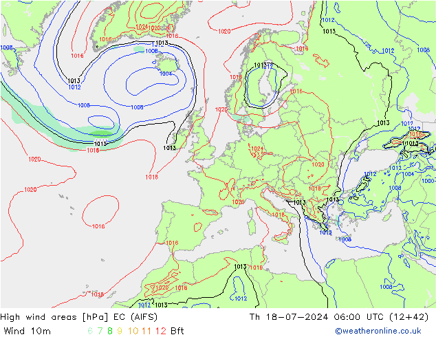 Windvelden EC (AIFS) do 18.07.2024 06 UTC