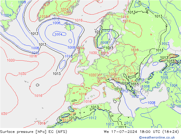 地面气压 EC (AIFS) 星期三 17.07.2024 18 UTC