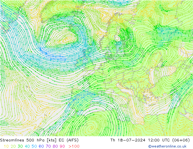 风 500 hPa EC (AIFS) 星期四 18.07.2024 12 UTC