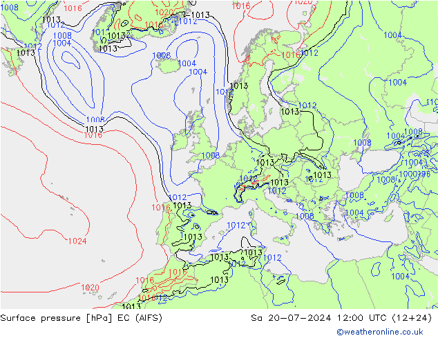 地面气压 EC (AIFS) 星期六 20.07.2024 12 UTC