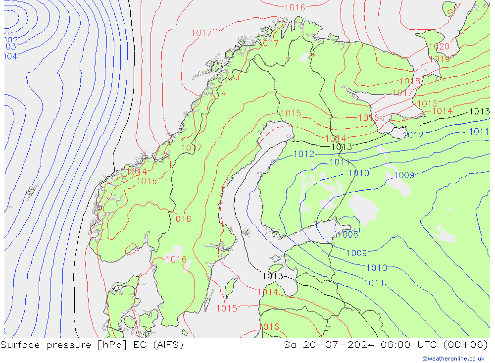 Luchtdruk (Grond) EC (AIFS) za 20.07.2024 06 UTC