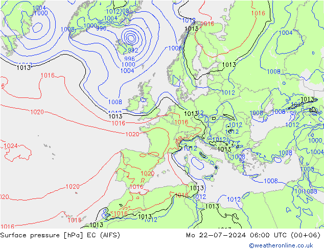 Luchtdruk (Grond) EC (AIFS) ma 22.07.2024 06 UTC