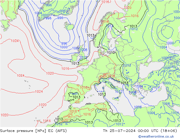Luchtdruk (Grond) EC (AIFS) do 25.07.2024 00 UTC