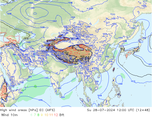 Windvelden EC (AIFS) zo 28.07.2024 12 UTC