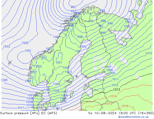 Luchtdruk (Grond) EC (AIFS) za 10.08.2024 18 UTC