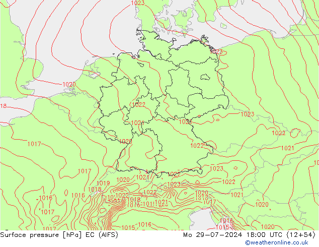 地面气压 EC (AIFS) 星期一 29.07.2024 18 UTC