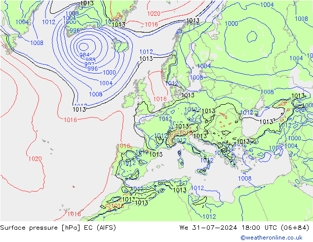 Luchtdruk (Grond) EC (AIFS) wo 31.07.2024 18 UTC