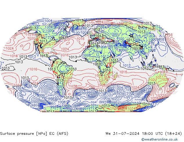 地面气压 EC (AIFS) 星期三 31.07.2024 18 UTC
