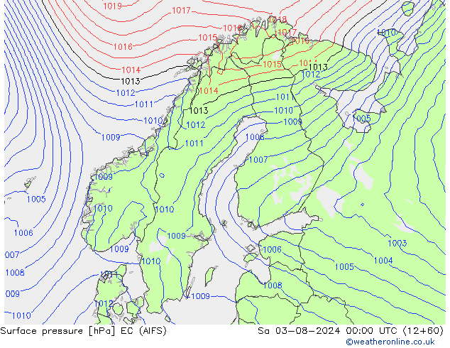 地面气压 EC (AIFS) 星期六 03.08.2024 00 UTC