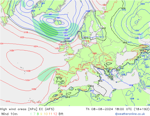 Windvelden EC (AIFS) do 08.08.2024 18 UTC