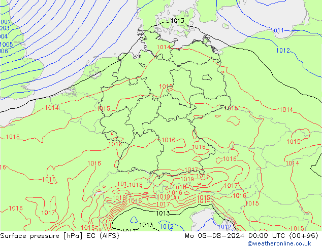地面气压 EC (AIFS) 星期一 05.08.2024 00 UTC