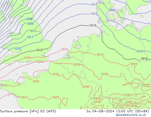 Luchtdruk (Grond) EC (AIFS) zo 04.08.2024 12 UTC
