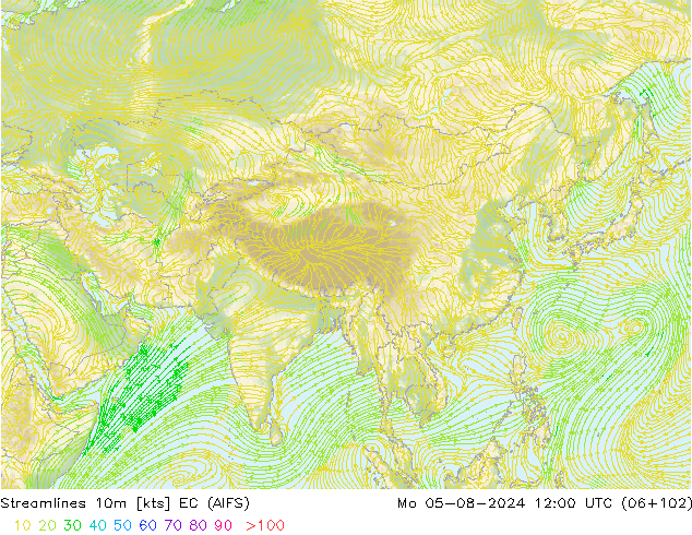 Stroomlijn 10m EC (AIFS) ma 05.08.2024 12 UTC