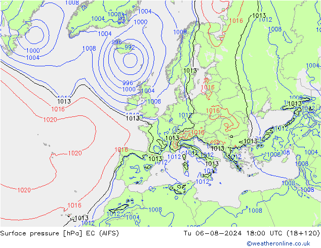 Luchtdruk (Grond) EC (AIFS) di 06.08.2024 18 UTC
