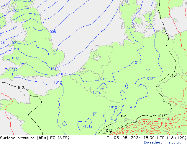 Luchtdruk (Grond) EC (AIFS) di 06.08.2024 18 UTC