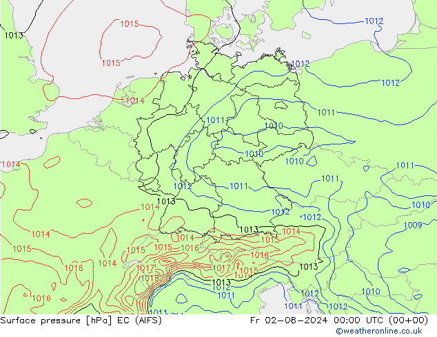 Luchtdruk (Grond) EC (AIFS) vr 02.08.2024 00 UTC