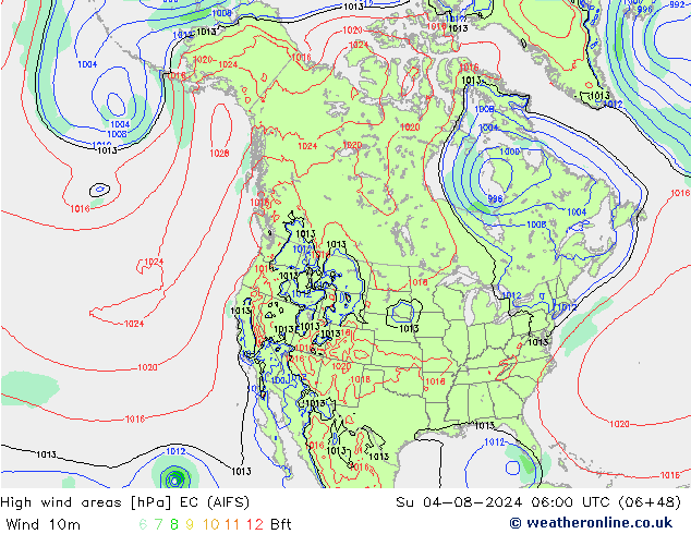 Windvelden EC (AIFS) zo 04.08.2024 06 UTC