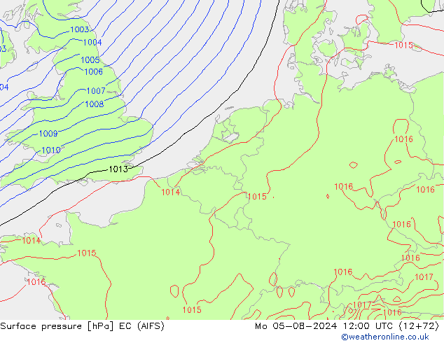 地面气压 EC (AIFS) 星期一 05.08.2024 12 UTC