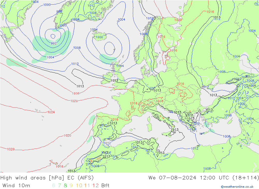 Windvelden EC (AIFS) wo 07.08.2024 12 UTC