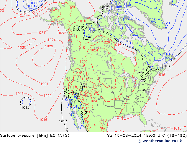 Luchtdruk (Grond) EC (AIFS) za 10.08.2024 18 UTC