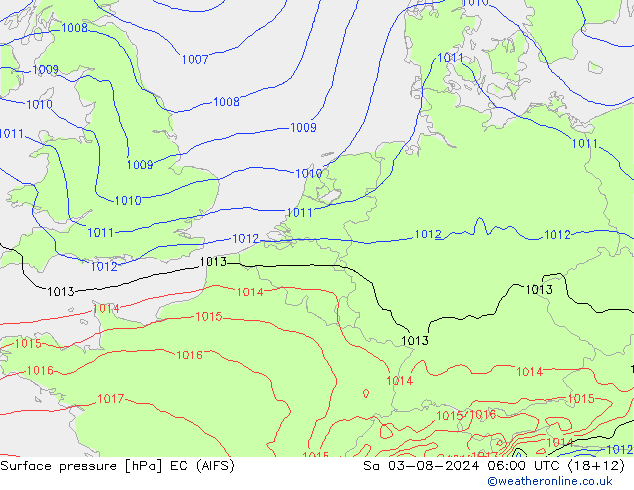 地面气压 EC (AIFS) 星期六 03.08.2024 06 UTC
