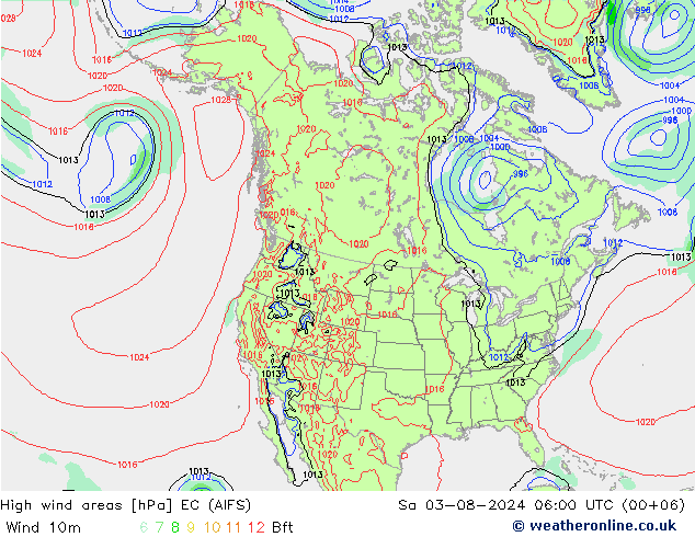 Windvelden EC (AIFS) za 03.08.2024 06 UTC