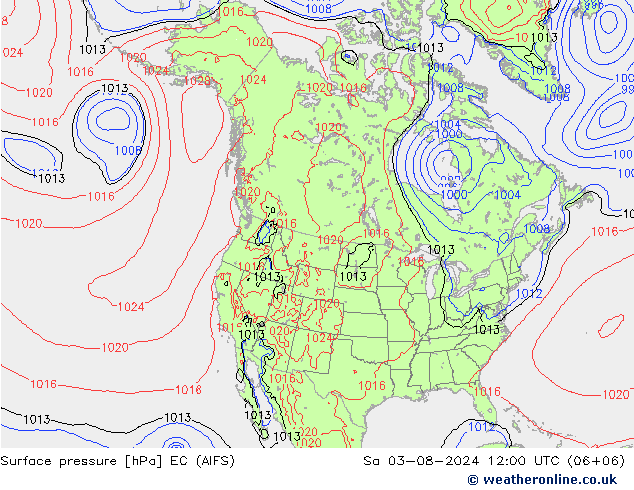地面气压 EC (AIFS) 星期六 03.08.2024 12 UTC
