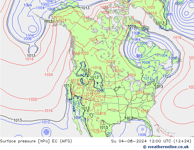 Luchtdruk (Grond) EC (AIFS) zo 04.08.2024 12 UTC