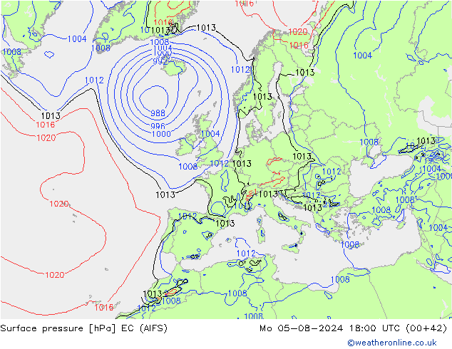 Luchtdruk (Grond) EC (AIFS) ma 05.08.2024 18 UTC