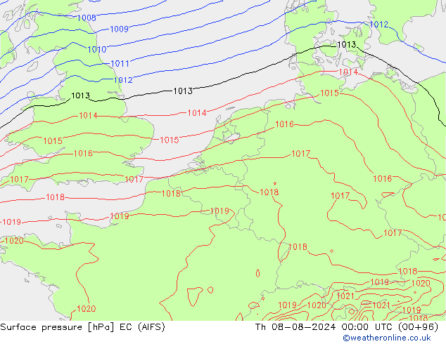 地面气压 EC (AIFS) 星期四 08.08.2024 00 UTC
