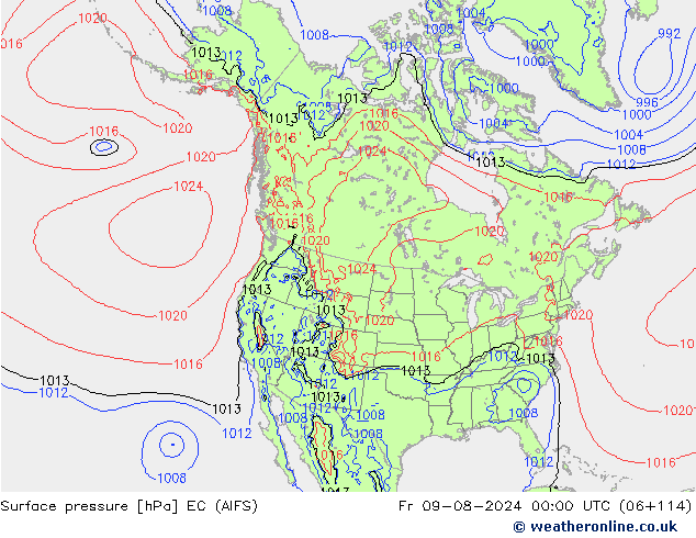 Luchtdruk (Grond) EC (AIFS) vr 09.08.2024 00 UTC