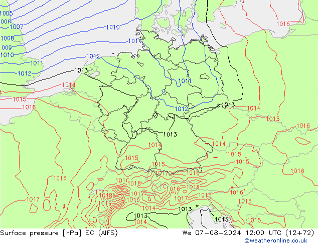 Luchtdruk (Grond) EC (AIFS) wo 07.08.2024 12 UTC
