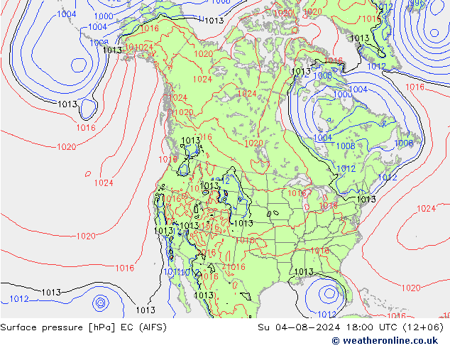 地面气压 EC (AIFS) 星期日 04.08.2024 18 UTC
